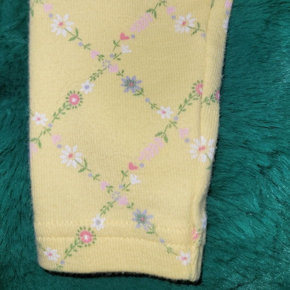 🌸 Vintage Gymboree Well Mannered Yellow Pink Floral Print Leggings 12 18 Months - Picture 3 of 5